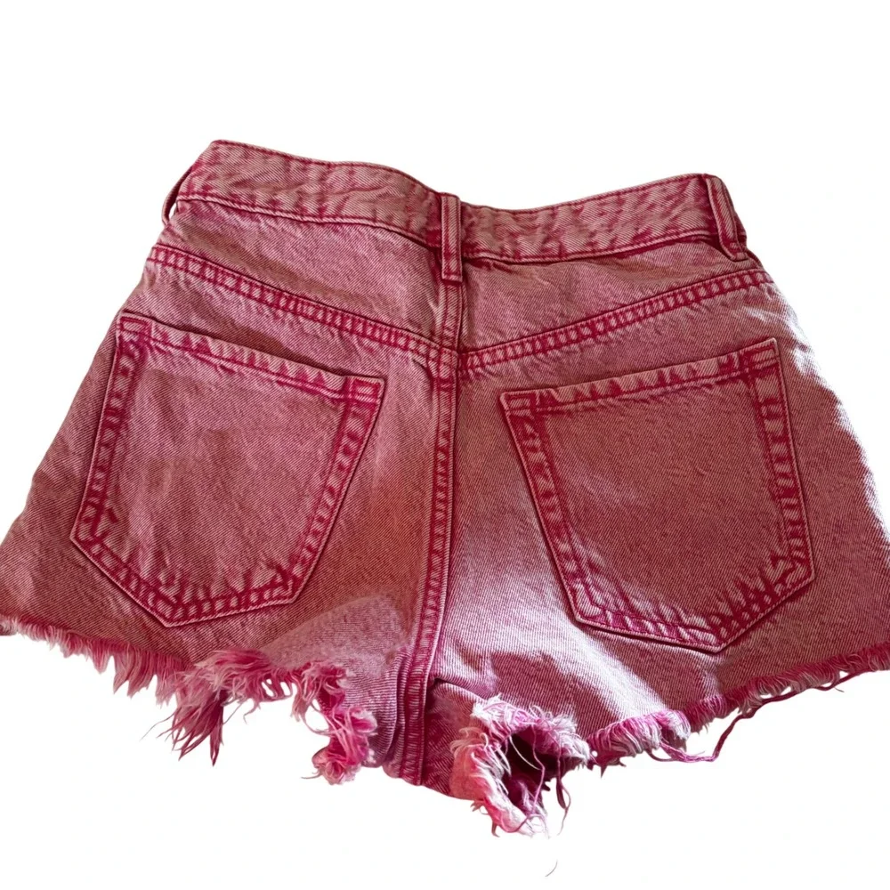 PacSun Women's 24 Pink Acid Wash Denim Cutoff Shorts High Rise Frayed Hem